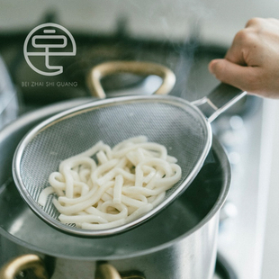 日本进口相泽工坊不锈钢18-8漏勺滤网单柄沥水沥油网捞面勺过滤网