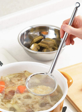 日本进口火锅撇沫网煲汤打沫勺不锈钢18-8过滤捞油渣勺家用