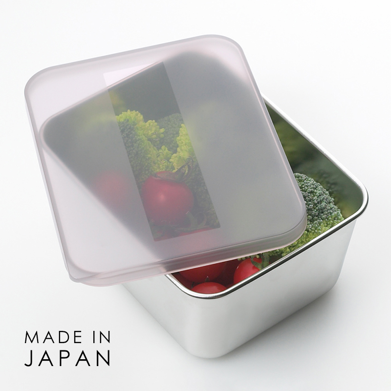 日本进口 吉川不锈钢304保鲜盒长方形水果盒冷藏食物冰箱收纳盒