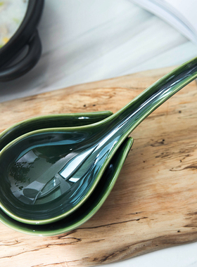 煲粥ing，汤勺无处可放，不再尴尬 日本万古烧汤勺陶瓷漏勺分餐勺