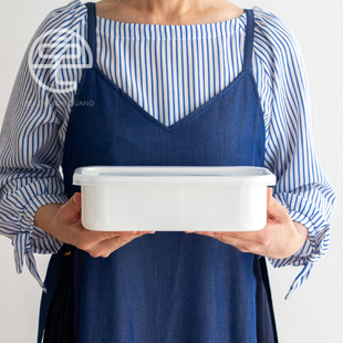 保鲜盒腌渍盒2合1。日本野田珐琅1.9L保鲜盒腌渍盒密封盒冰箱冷藏