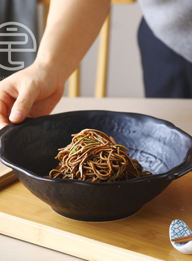 【直火陶器】日本万古烧大号双耳家用陶瓷汤碗日式拉面碗家用盛汤