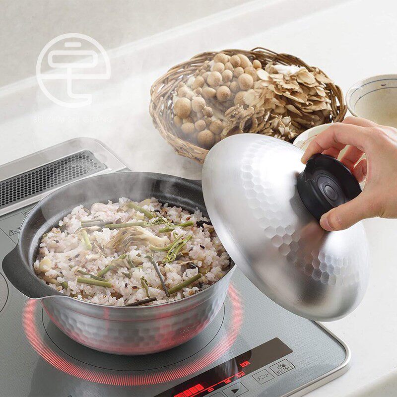 【正品】日本进口吉川不锈钢家用户外焖饭锅汤锅日式炖锅煮饭锅