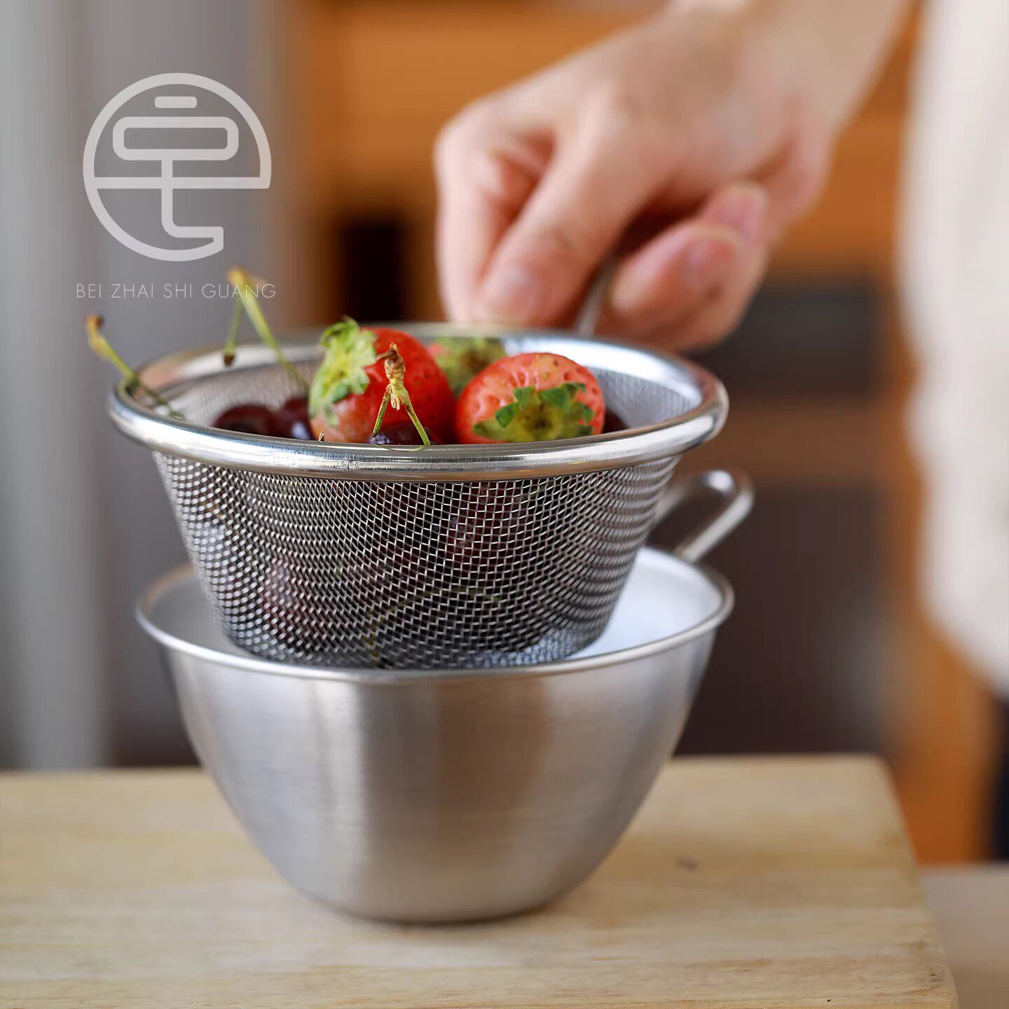 日本进口吉川不锈钢洗菜盆沥水篮厨房家用料理盆洗菜盆烘焙打蛋盆