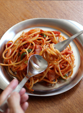 柳宗理日本制进口18-8不锈钢金属西餐盘304意面盘水果点心早餐盘