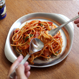 柳宗理日本制进口18 8不锈钢金属西餐盘304意面盘水果点心早餐盘