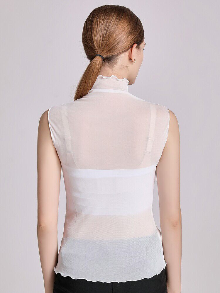 2021 NEW FAKE COLLAR CHILDRENS WILD FAKE HIGH PILE COLLAR SPRING AUTUMN AND WINTER MESH INNER SLEEVELESS SLIM SLIM TOP