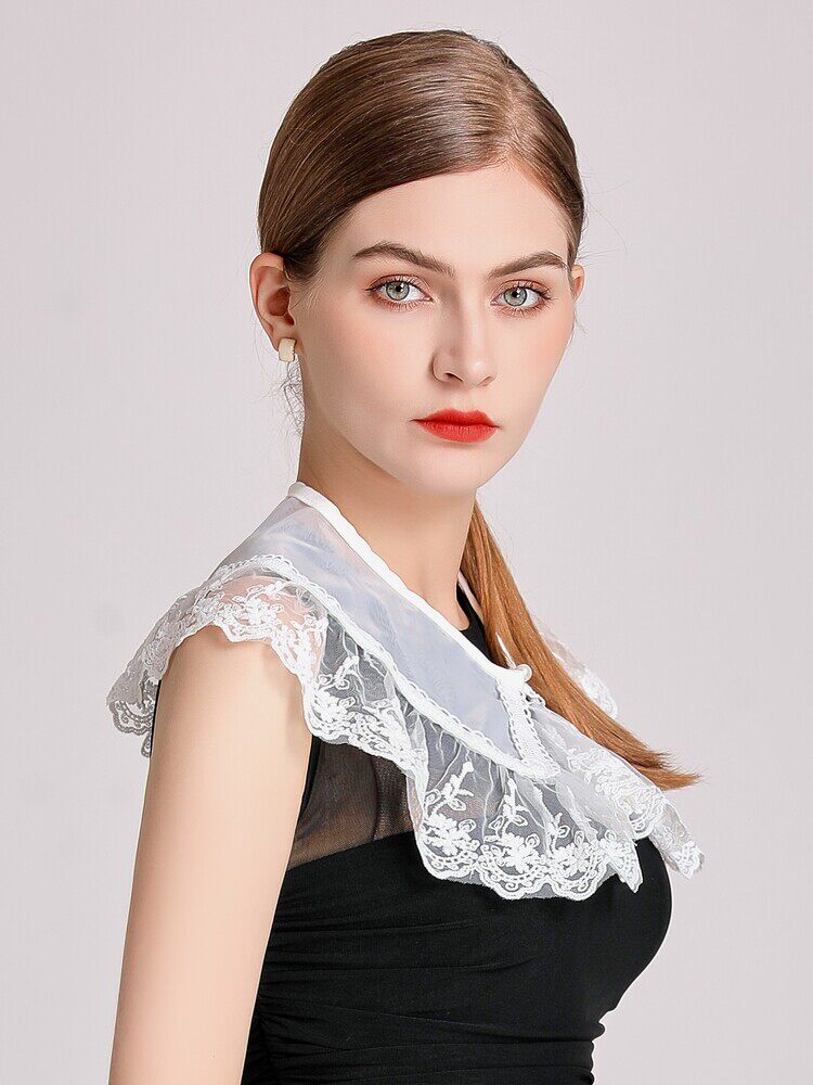 FALSE COLLAR LADIES CHIFFON STITCHED LACE SMALL SHAWL AGE REDUCTION MULTI-FUNCTIONAL DECORATION FALSE COLLAR VERSATILE FAKE COLLAR SHOULDER