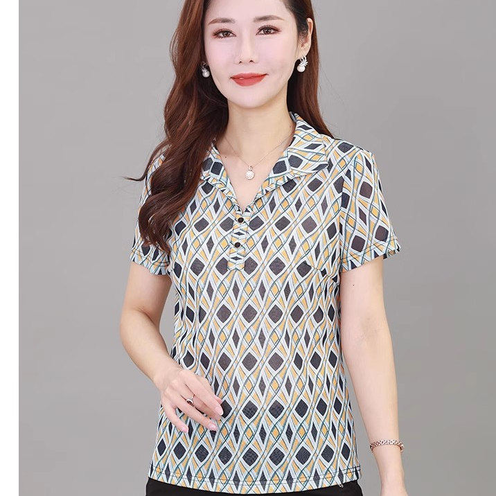 雪琳儿新品专柜正品时尚气质妈妈夏装小衫中年女装台湾纱T恤短袖