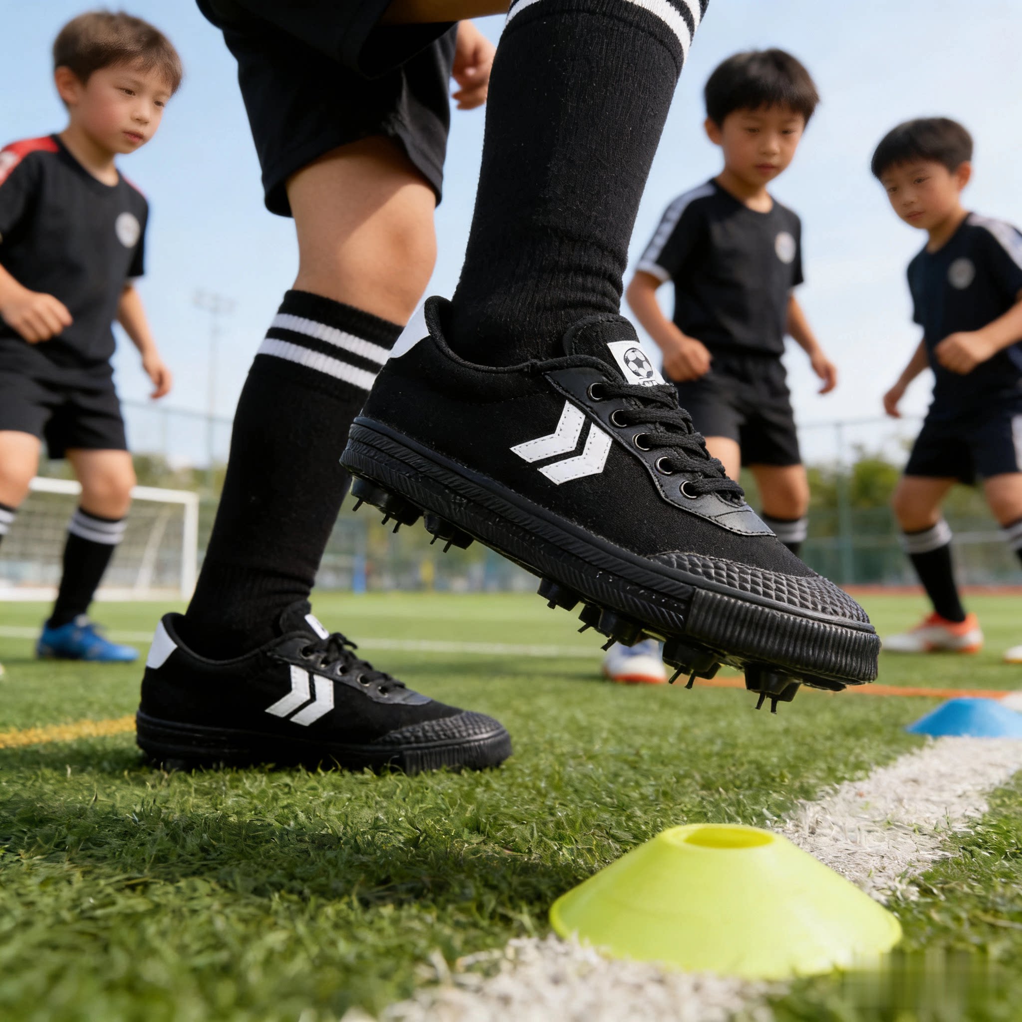 帆布足球鞋耐磨训练鞋底胶钉儿童男女足球鞋大钉帆布成人足球鞋