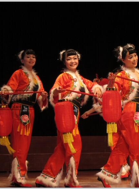 小荷风采儿童秧歌民族表演服中国娃娃大红灯笼演出服陕西民歌舞蹈