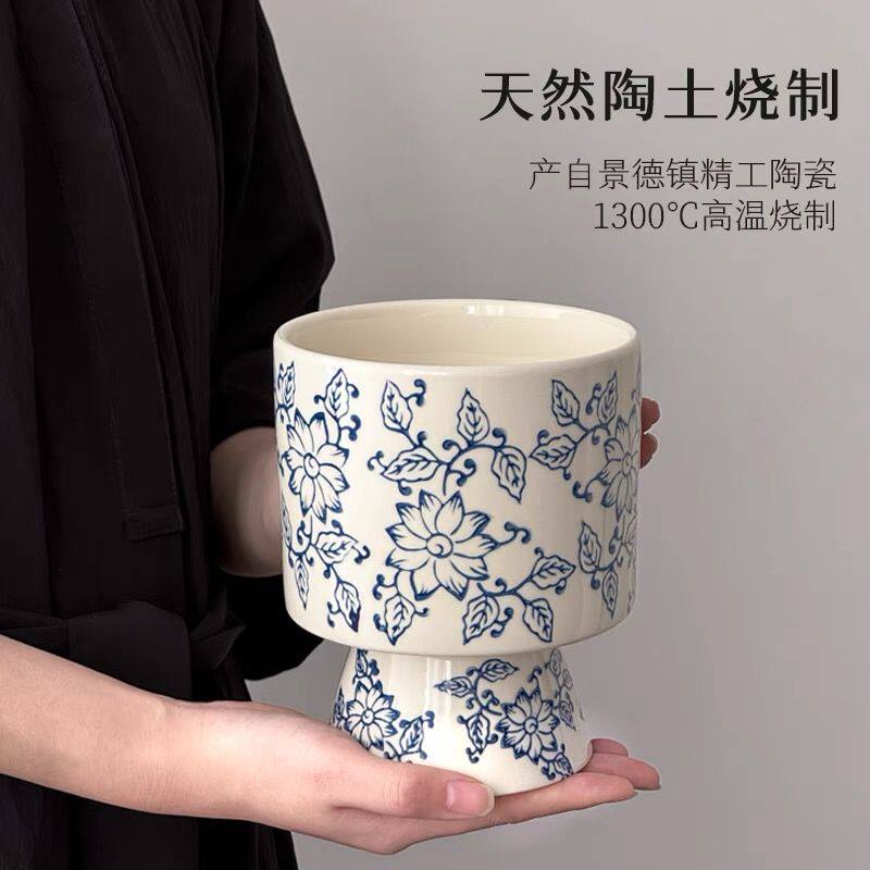 中国风古典青花瓷纹陶瓷花盆蝴蝶兰兰花虎皮兰家用桌面通用绿植盆