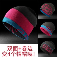 0065 双面加厚保暖多种戴法针织滑冰雪户外运动跑步爬山冬季线帽