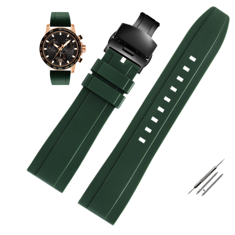 适用1853天梭速敢T125硅胶橡胶男表带T125617A黑武士速驰T116617