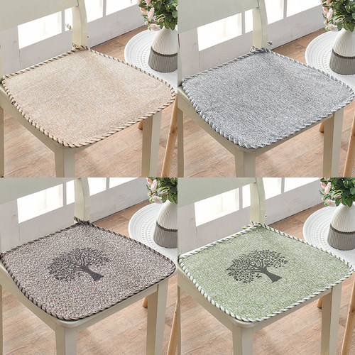 马蹄形夏天薄棉麻餐桌绑带椅子