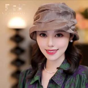 桑蚕丝真丝帽女夏季桑花萝防晒遮阳帽遮白发出游防紫外线帽子