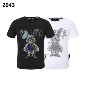 2023SS短袖T恤男装qp78卡通兔子烫钻pp欧洲潮流时尚夏天修身shirt