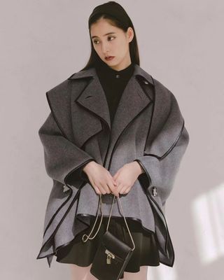 秋冬双面羊绒斗篷小个子毛呢大衣