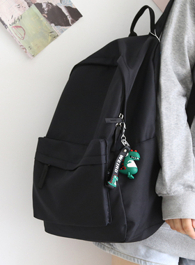 NR百搭纯色大容量背包男双肩包黑色书包女大学生轻便旅游双肩背包