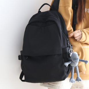 NR百搭纯色大容量双肩包女书包男大学生初中生休闲电脑包双肩背包