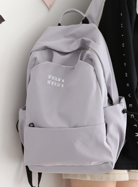 NR森系百搭大容量双肩包女书包女大学生登山包轻便旅游双肩背包