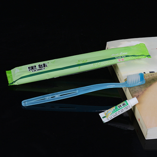 宾馆酒店客房洗漱用品 一次性牙具 黑妹牙刷牙膏二合一套装