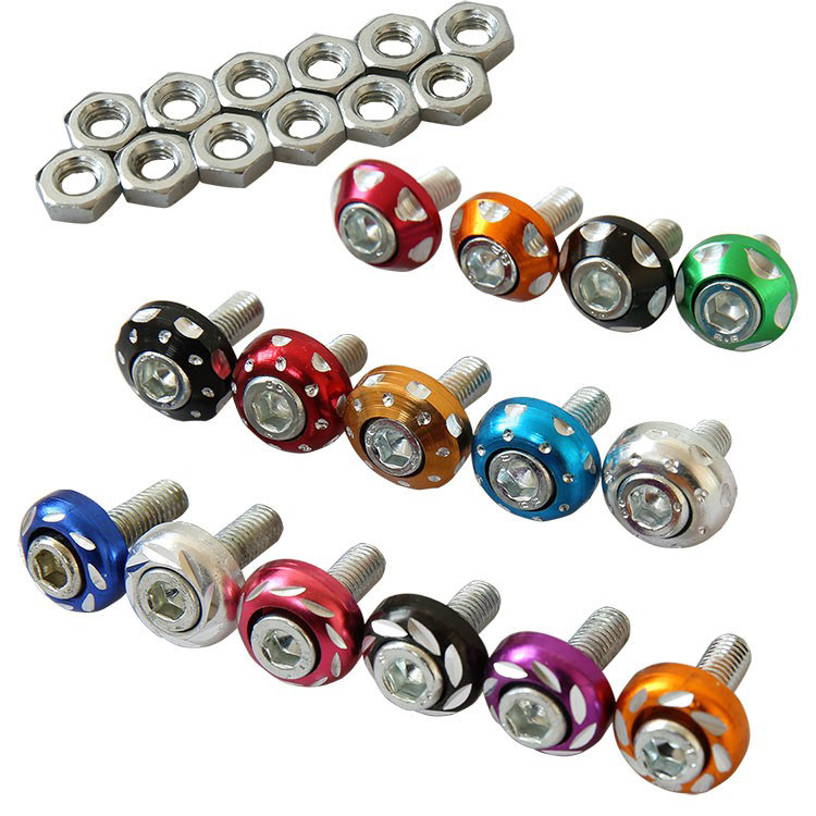 摩托车改装电动车适用鬼火踏板车安装个性6mm排气管彩色螺丝母