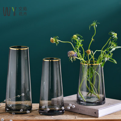 北欧ins风轻奢花瓶透明鲜花玻璃摆件客厅插花创意简约餐桌家居 虎窝淘