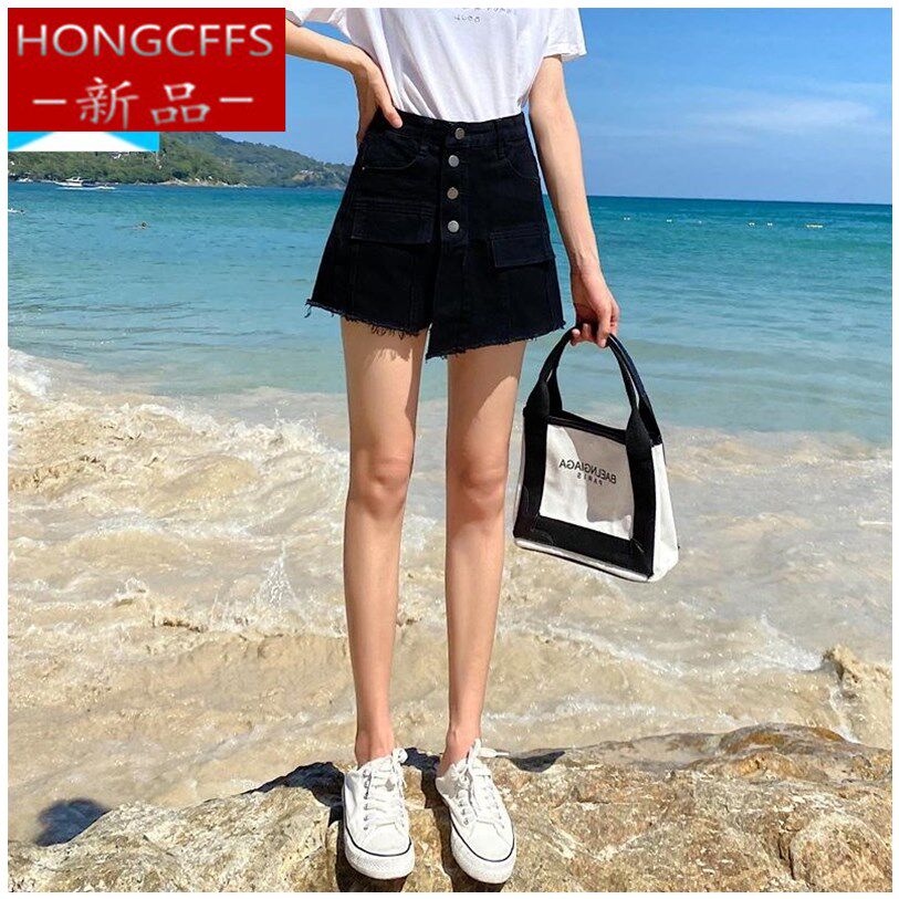 黑色牛仔短裤女夏高腰显瘦a字百搭裤子直筒宽松小个子裙裤假两件|ruв категории Женская одежда, юбка - от Buy2taobao.com для оказания профессиональной услуги покупки агента Taobao