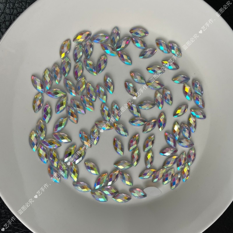 100颗幻彩ab7*15马眼平底钻，眉心贴边钻，各种手工diy钻材料