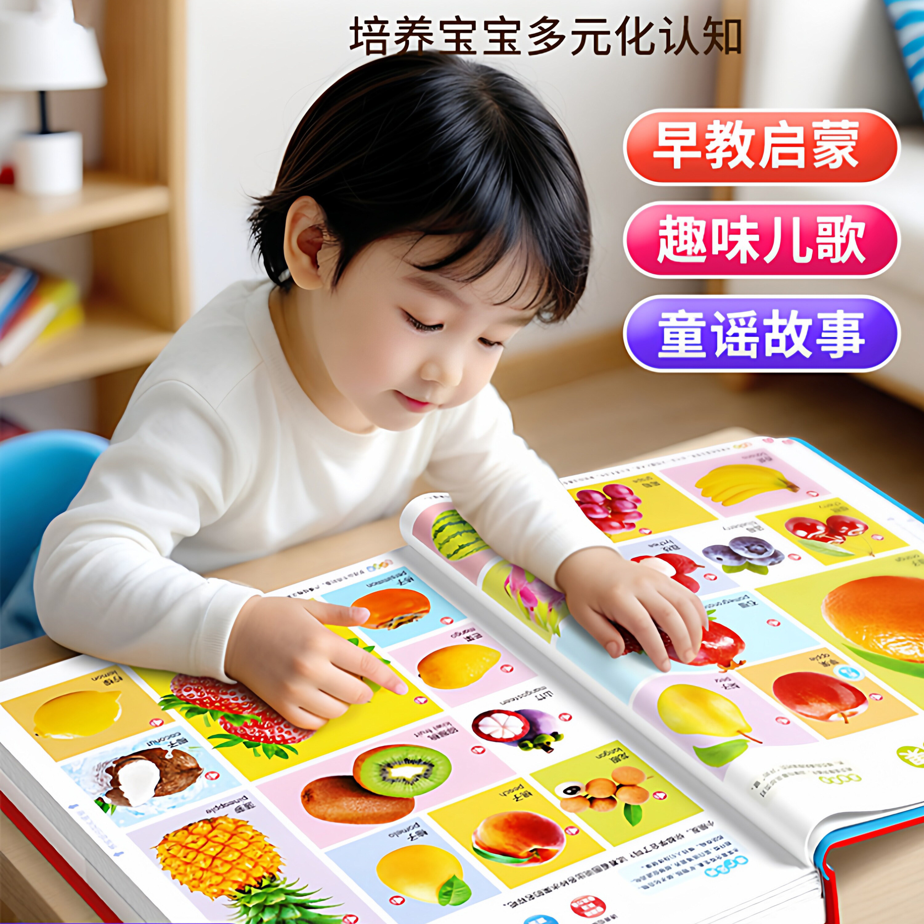 智能早教点读发声书会说话的早教有声书婴幼儿启蒙绘本0到3岁宝宝撕不烂触摸益智玩具1一2儿童节礼物专注力思维逻辑训练动物认知六