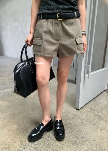 ALLIN夏季宽松显瘦毛边工装短裤