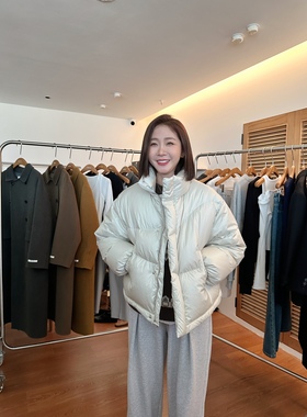 widelia2025冬季宽松立领短款百搭保暖白鸭绒羽绒服面包服外套女