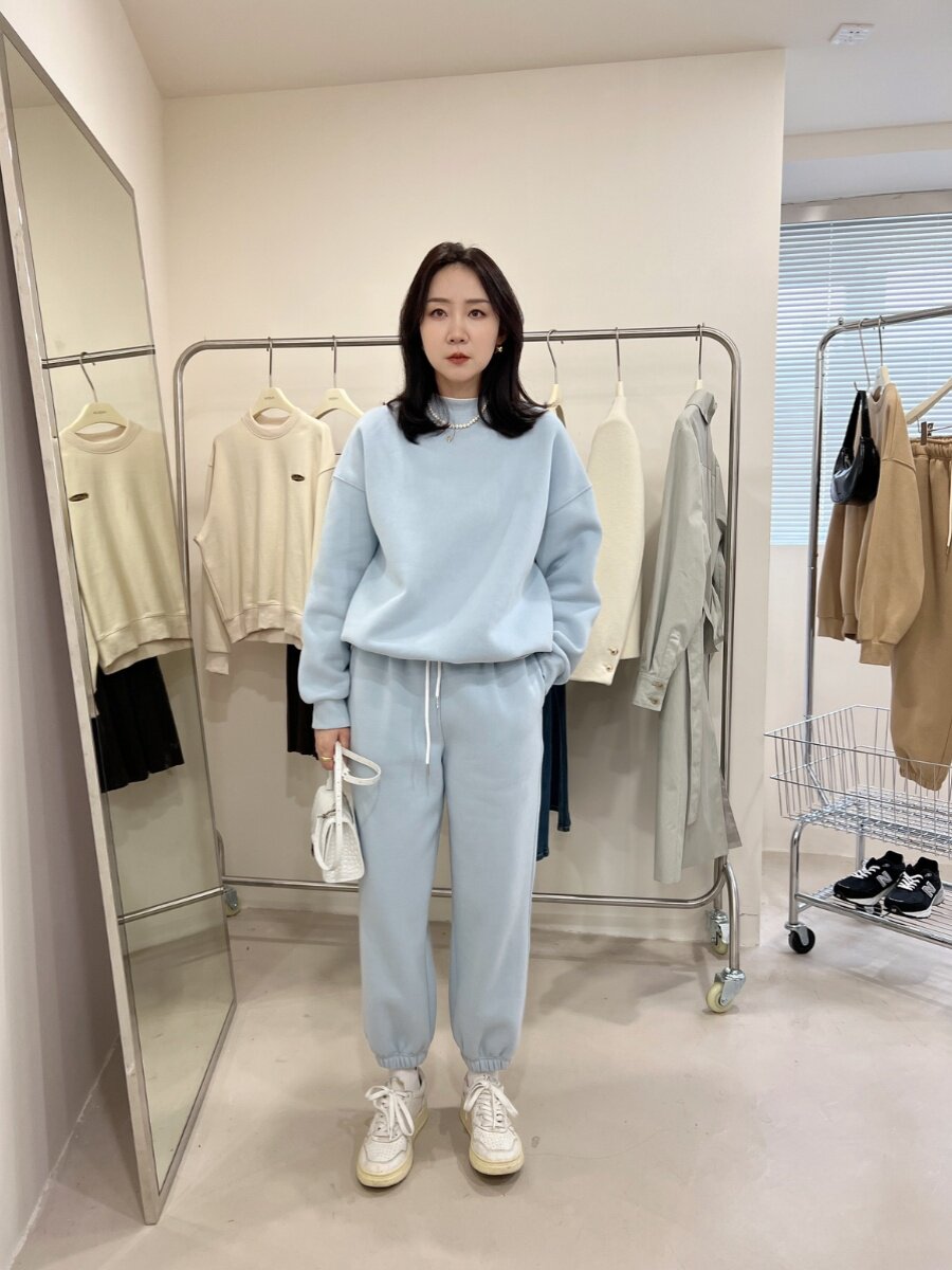 WIDELIA 양털 스포츠 운동복 정장 여성 2024 겨울 새로운 라운드 넥 캐주얼 다목적 느슨한 투피스 세트