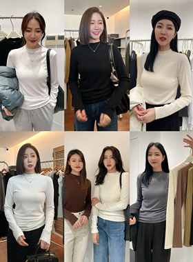 widelia2025秋冬纯色立领弹力百搭内搭显瘦长袖打底衫T恤女958521