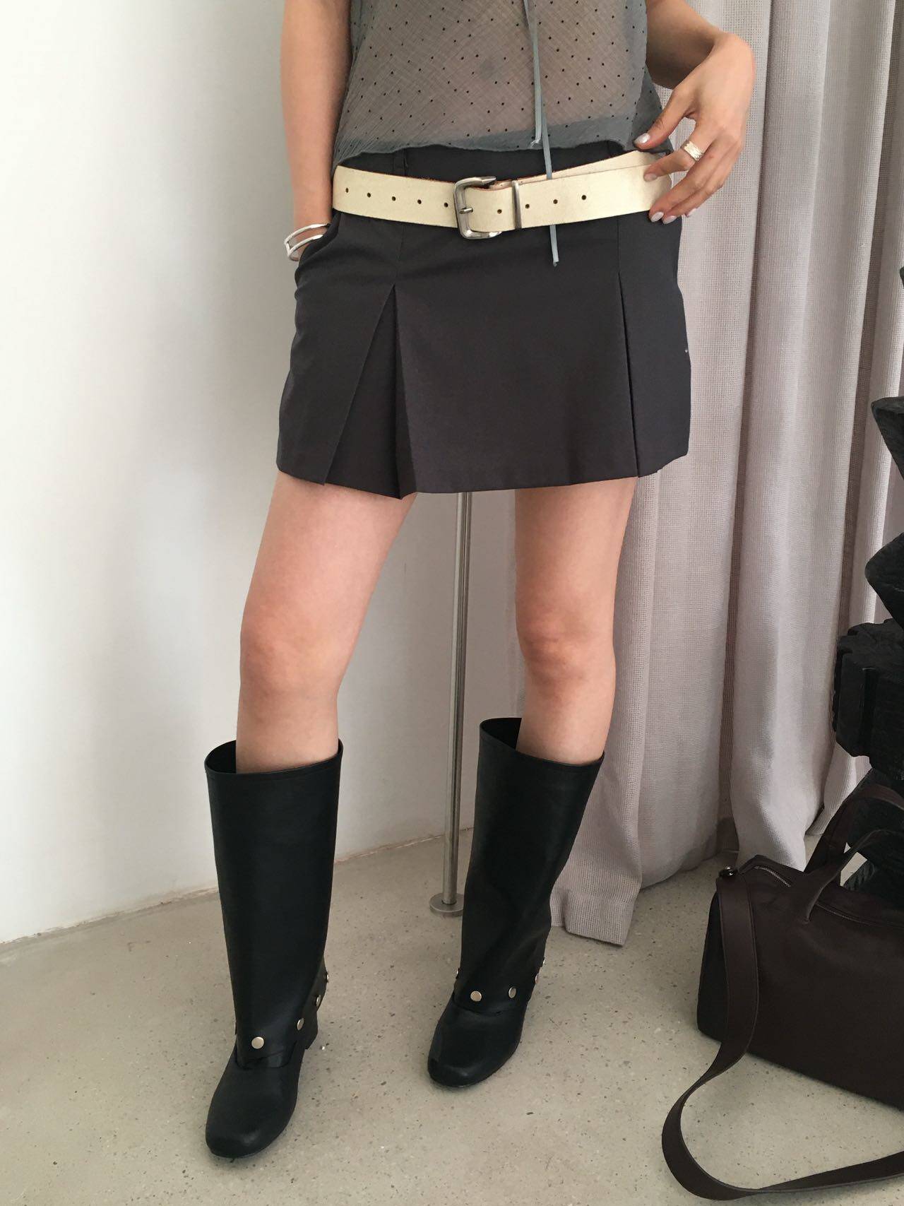 WAITMORE2026春夏新款高级感百褶半身裙女显瘦百搭仿走光时髦短裙