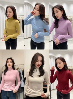 widelia堆堆领打底衫女2025年秋冬百搭弹力高领内搭修身长袖上衣