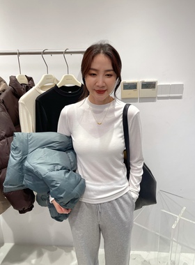 widelia2025秋冬新款韩版显瘦立领百搭打底衫长袖T恤上衣女 9585