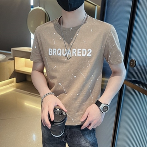短袖T恤男士夏季潮流休闲上衣服2023新款百搭圆领半袖男潮牌体恤