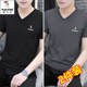 潮流百搭上衣打底衫 啄木鸟纯色短袖 新款 鸡心领V领修身 t恤男士 夏季