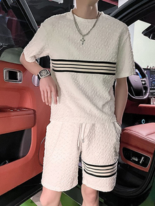 运动套装男士夏季潮牌薄款一套搭配帅气男生夏天短袖t恤休闲短裤