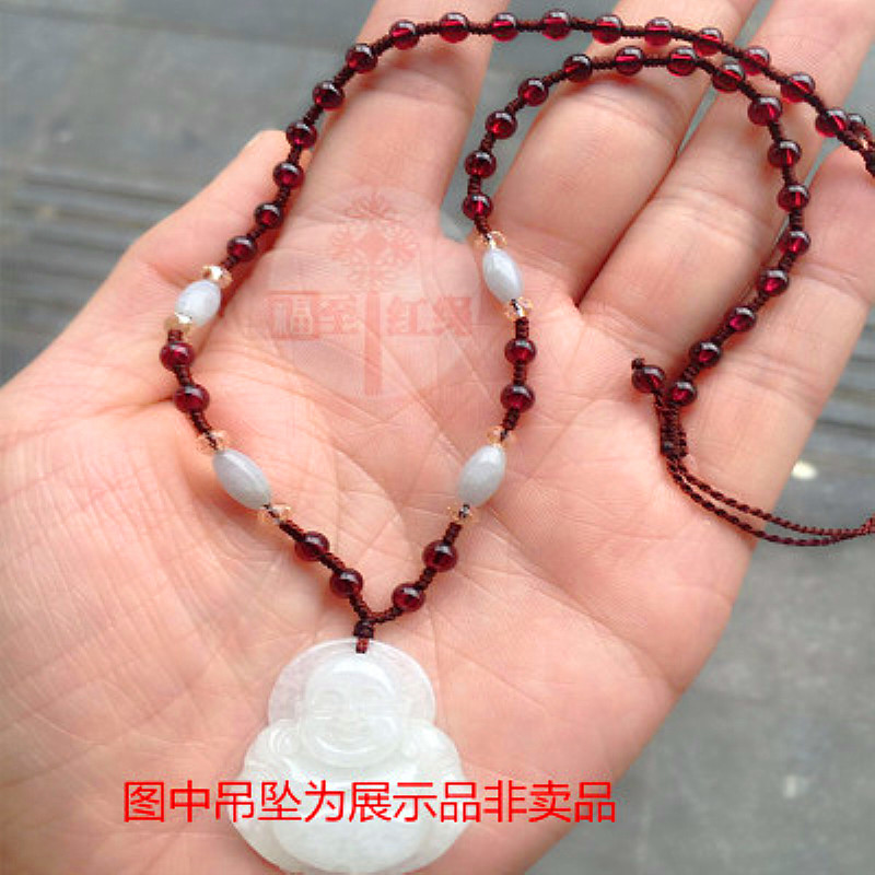 黄金吊坠绳天然石榴石项链绳手工编织蜜蜡玉佩玉石翡翠挂绳毛衣链