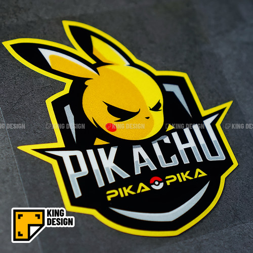 国王车贴 PIKACHU宠物精灵皮卡丘贴纸 汽车电动车车身卡通反光贴