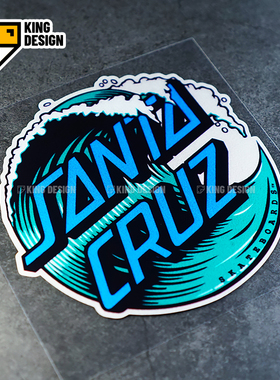 国王车贴 海浪 santa cruz极限户外电动车贴纸个性防水装饰划痕贴