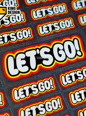 国王车贴 创意LET'S GO文字贴 摩托车避震风挡头盔装饰反光防水贴