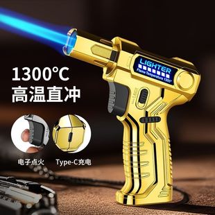 新款充电喷火手持直冲喷枪打火机可充气高温防风点艾灸焊接点火枪