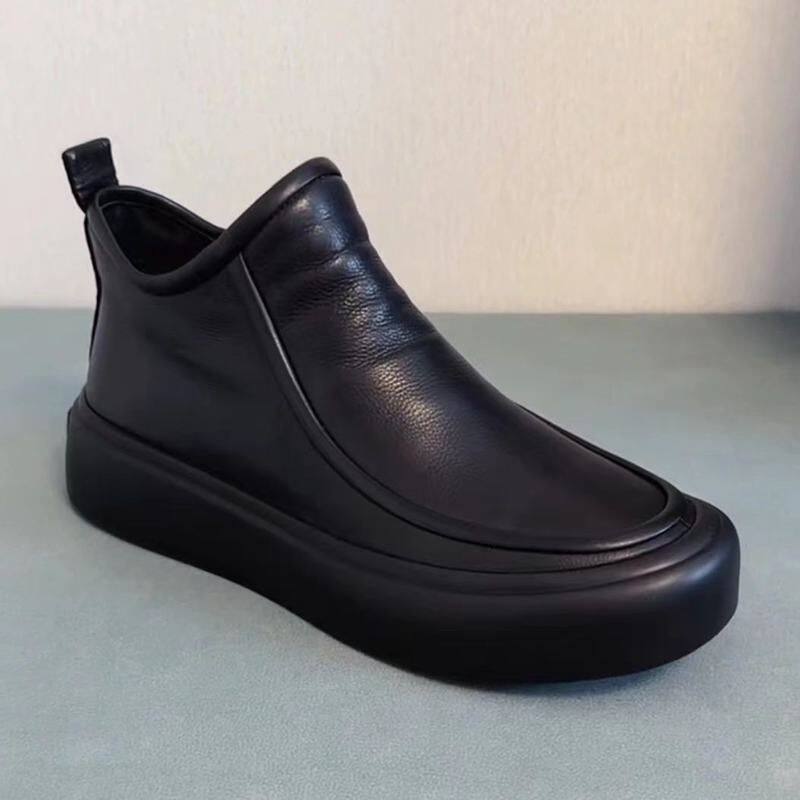 男鞋2025新款皮鞋短筒中帮拉链休闲内增高新中式正品简约舒适潮流