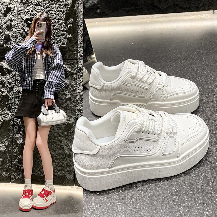 2026新款真皮厚底增高小白鞋女款年秋季高级感百搭松糕休闲,女鞋,休闲板鞋,淘宝优惠券,粉丝福利购,淘宝优惠卷
