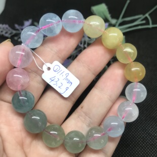 天然糖果色摩根石手链绿柱石水晶手链圆珠随行 女款礼物 一物一图