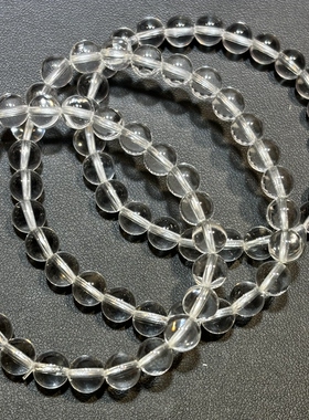 天然白水晶圆珠单圈7毫米手链基本无棉裂 随机发货